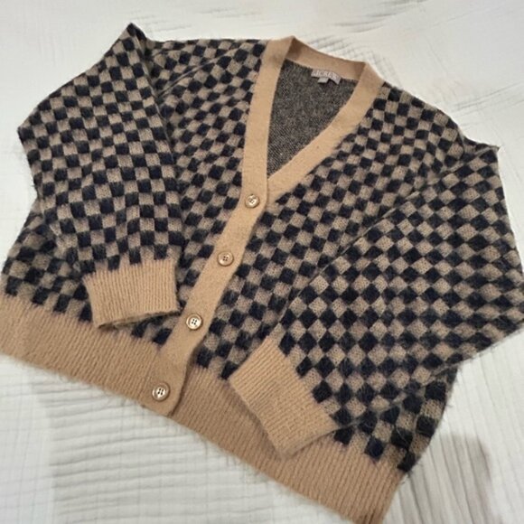 J. Crew Checkered V-neck Cardigan - Picture 2 of 7
